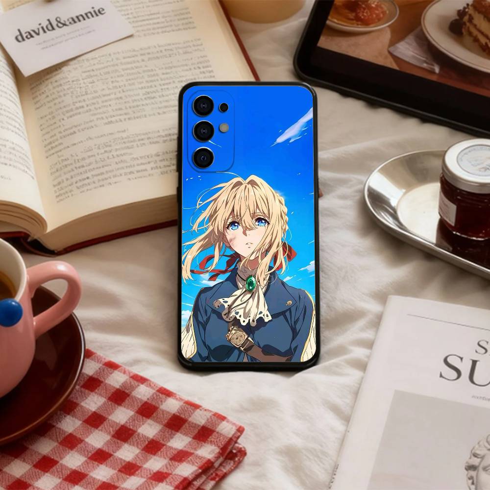 Aesthetic Violet E-Evergarden Phone Case For Samsung S 25,24,23,22,30,21,10,9,Ultra,Plus,Lite,FE,4,5 G Soft Black Case