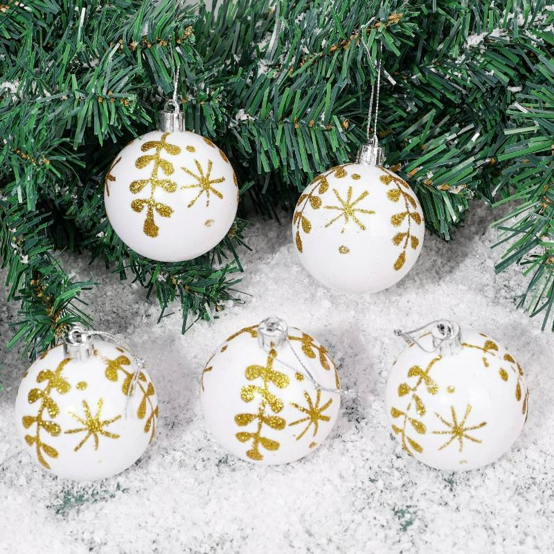 24/6Pcs Christmas Colored Balls Red Green White Spiral Colorful Painted Christmas Ball Xmas Tree Hanging Decoration Supplies
