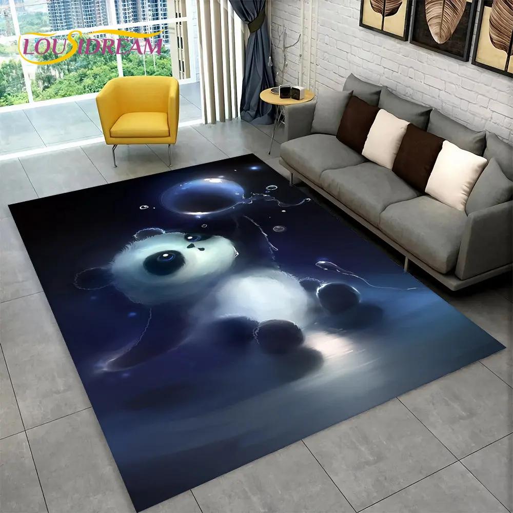 Dywan z motywem zwierząt z kreskówek Panda, dywanik do salonu, sypialni dziecięcej, sofy, wycieraczki, kuchni, antypoślizgowa mata podłogowa