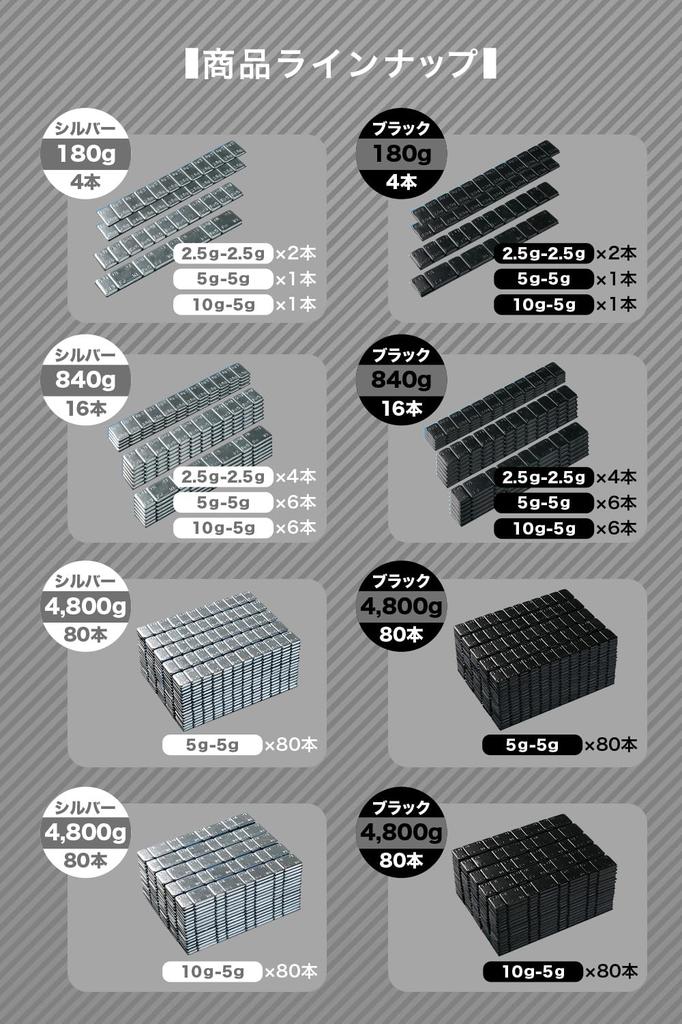 WeBirth Balance Weight with Silver Black Wheels Car Motorcycle Small Capacity of Large Capacity of Increments Increments Increments Total 4800g