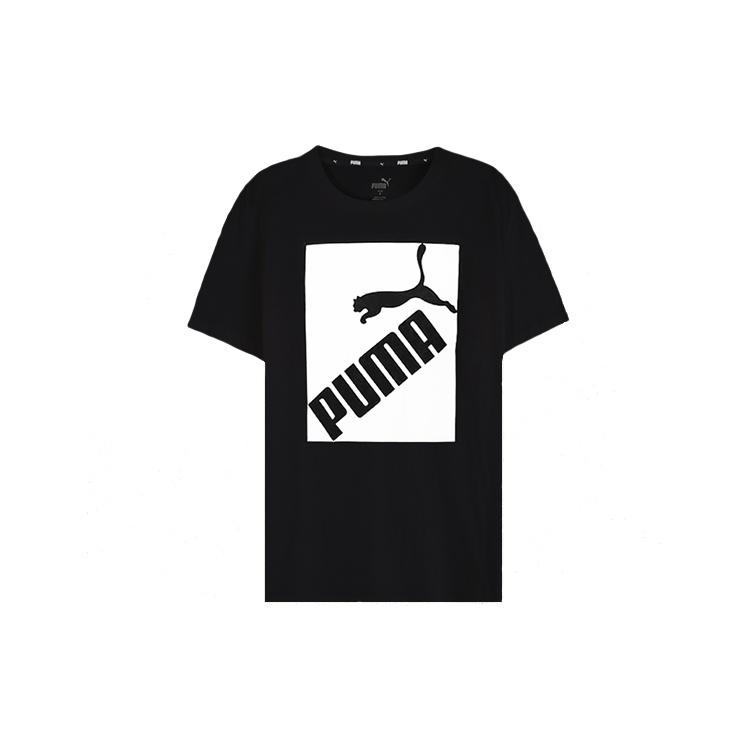 PUMA Logo Printed Short Sleeve TEE Black Men s 583837-01 L