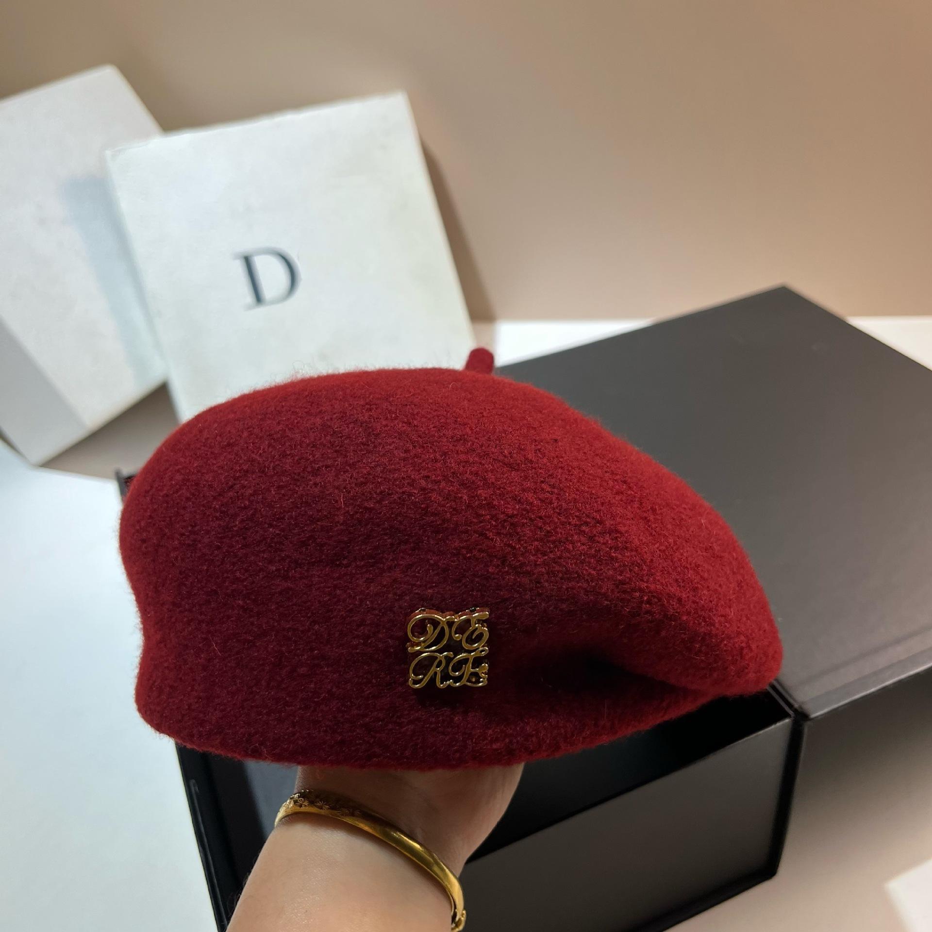 Высококачественная Гранулированная Флисовая Шерстяная Беретка Французский Квадрат Неправильная Шляпа Художника Восьмиугольная Шляпа Adjustable бордовый