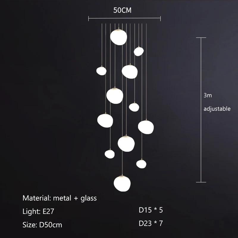 Nordic Minimalist Staircase Chandelier Bubble Glass Light Luxurious Living Room Family Kitchen Restaurant Celing Pendant Lamp