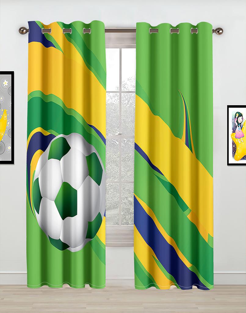 Modern Drapes for Sports, Printed Window Curtains, Drapes for Soccer Football Race Exercising Stadium, Living Room, Kitchen