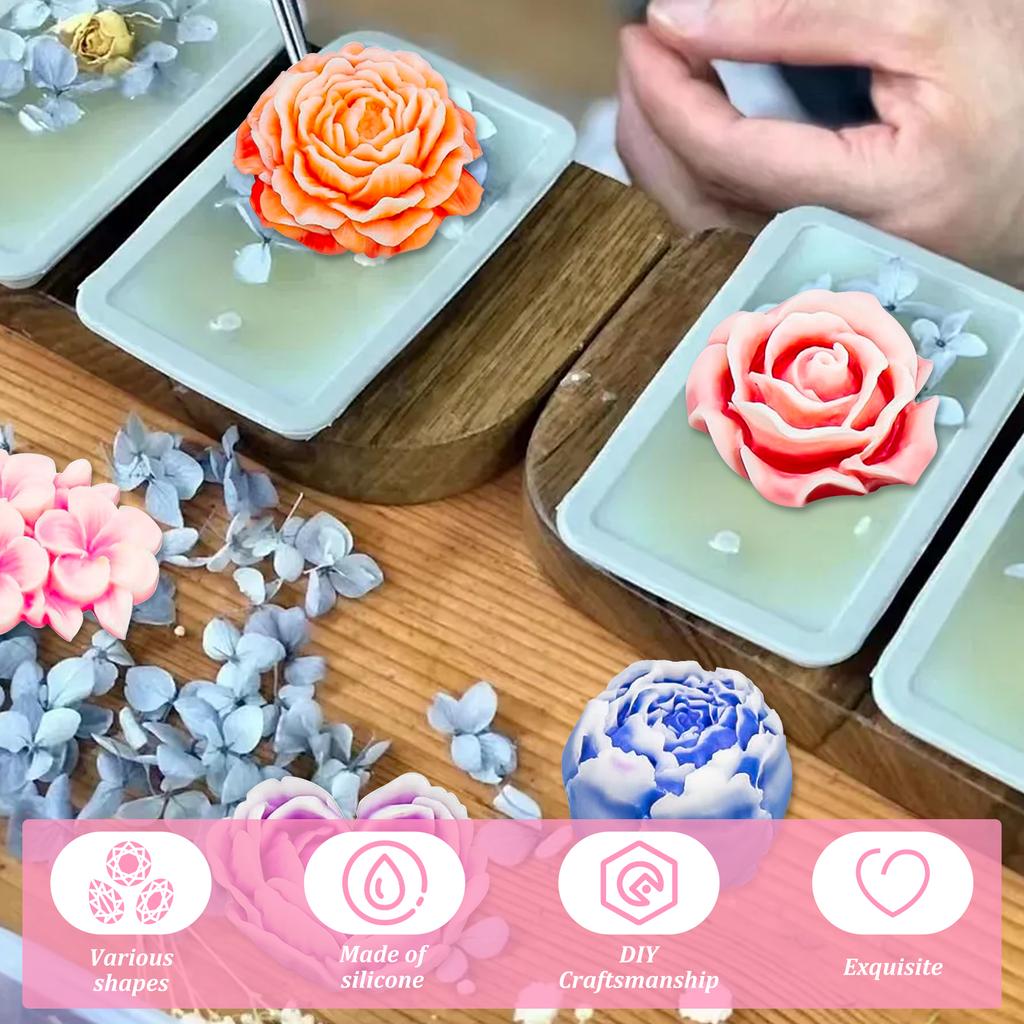 8 st 3D Blomma Ljus Silikonform DIY Relief Blomma Tvål Harts Gipsform Heminredning Chokladkaka Is Bakning Tillverkningsverktyg