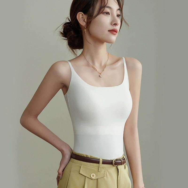 Traceless Ice Silk Sling Vest with Chest Pad, Beautiful Back, Bottom Layer, Outer Wear Underwear, Thin Top, Thin Style.