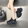 Leather platform mesh dad shoes women's 2025 summer new breathable hollow rhinestone small casual sports shoes