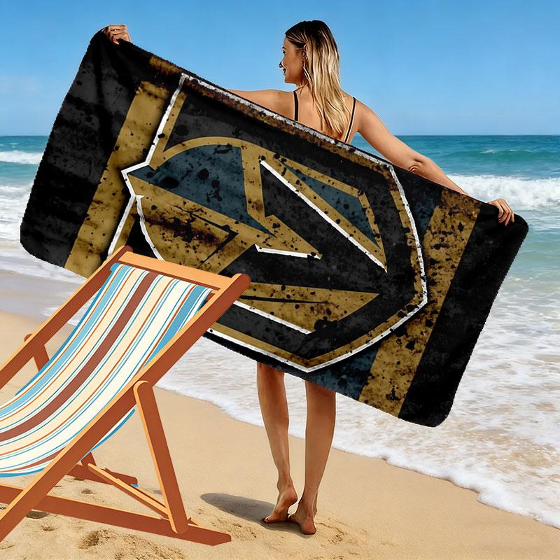 Vegas Golden Knights Print Beach Towel, Large Soft Quick Dry Towel for Beach Camping Swimming