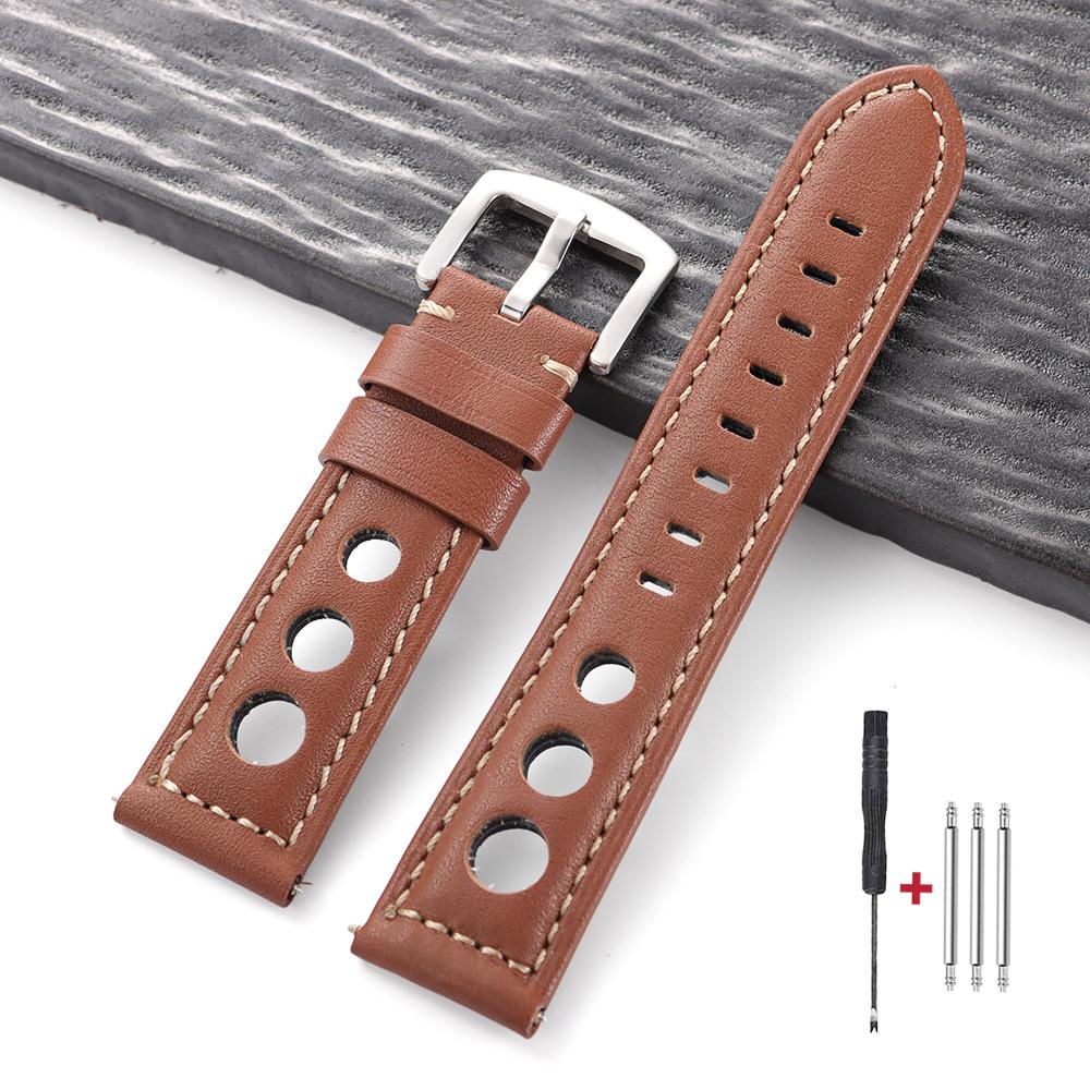 Vintage Cowhide Genuine Leather Watch Strap 20mm 22mm 24mm 26mm Metal Pin Buckle Band Breathable Watchband bracelet belt for men
