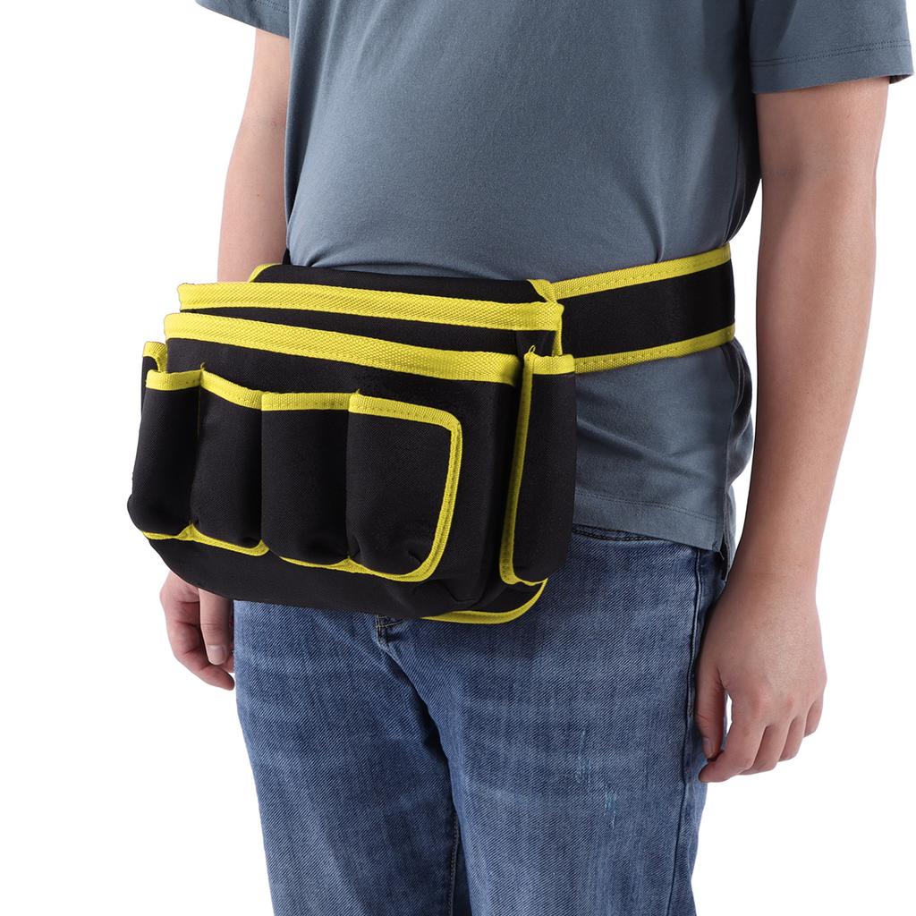 Multi Pockets Electrical Tool Bag Waist Hanging Pack Multifunctional Adjustable Tool Belt Waist PouchYellow Edge