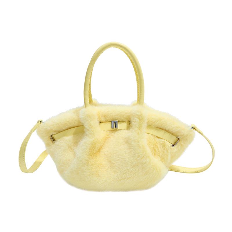 Трендовая плюшевая сумка кроссбоди и на плечо большой вместимости - Милая, универсальная сумочка жёлтый