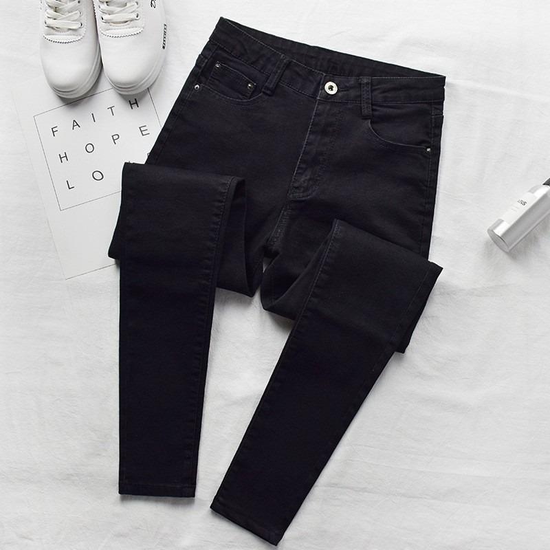 Autumn and Winter New Black Velvet Jeans Female Slim-fitting High-waisted Slim-looking High-smoky Gray Tight Pants