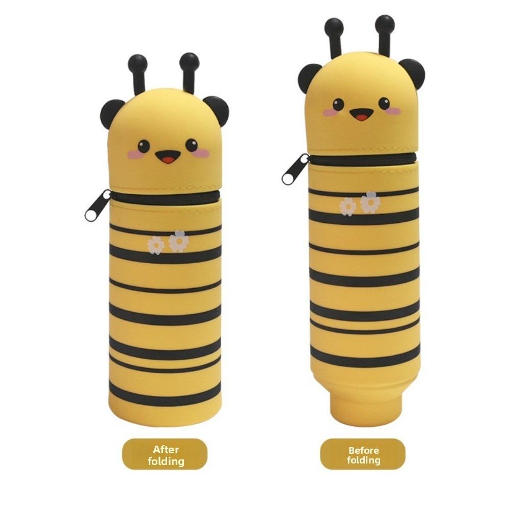 

1pc Silicone Pencil Case Foldable Animal Pencil Case Cartoon Pen Container School Use D