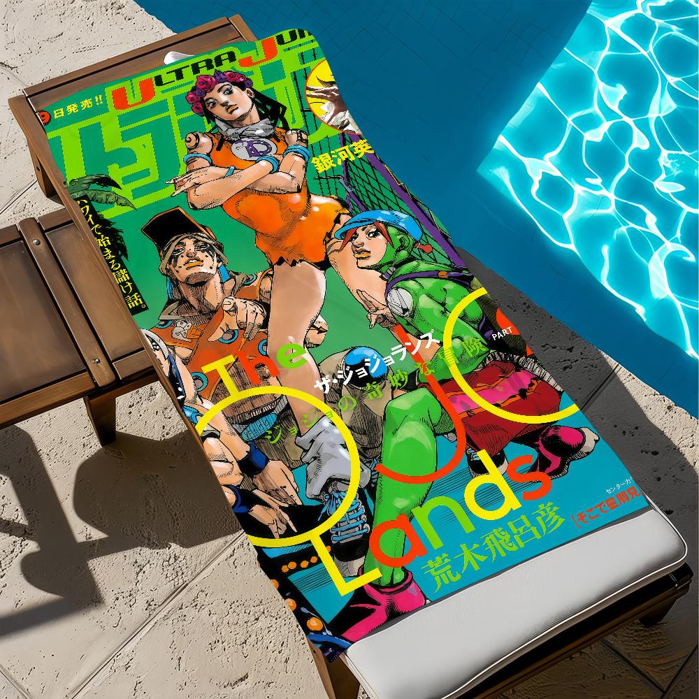 Anime J-JoJo süßes Bizarres Handtuch Groß Schnelltrocknendes Mikrofaser weich Strandtuch für Reise Fitness Sauna Baden Camping