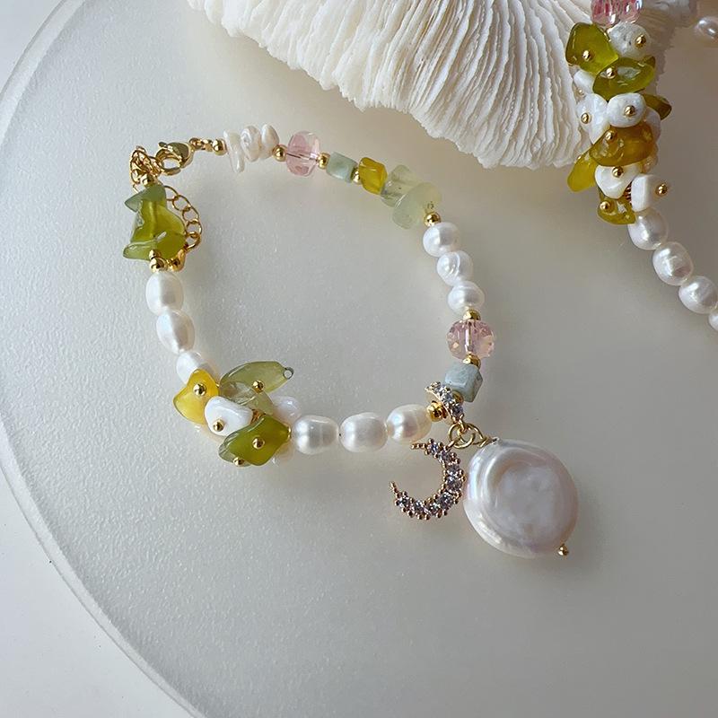 

Необычный необработанный камень, ветер, луна, зубы, весенний браслет с микроинкрустацией, ожерелье в форме сердца для девочек, ручное плетение с закрытыми глазами 16cm