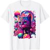 Psychedelic Rainbow Cat Print Graphic T-Shirt Men's Crew Neck Breathable Casual Tee