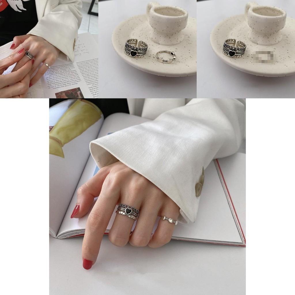 S925 Pure Stylish Silver Heart Ring For Women Retro Design Perfect For Special Occasions