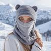 Windproof Cute Bear Cap Scarf Set Thickened Winter Hat Set Kawaii Pullover Cap  Women Girls