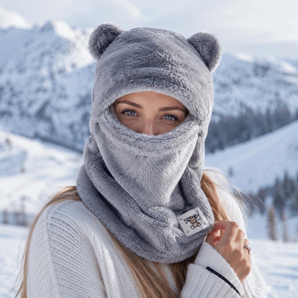 Windproof Cute Bear Cap Scarf Set Thickened Winter Hat Set Kawaii Pullover Cap Women Girls