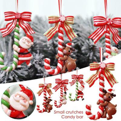 3 pçs ano novo doces cana pendurado ornamentos com papai noel boneco de neve decoração da árvore de natal para festa festival árvore de natal