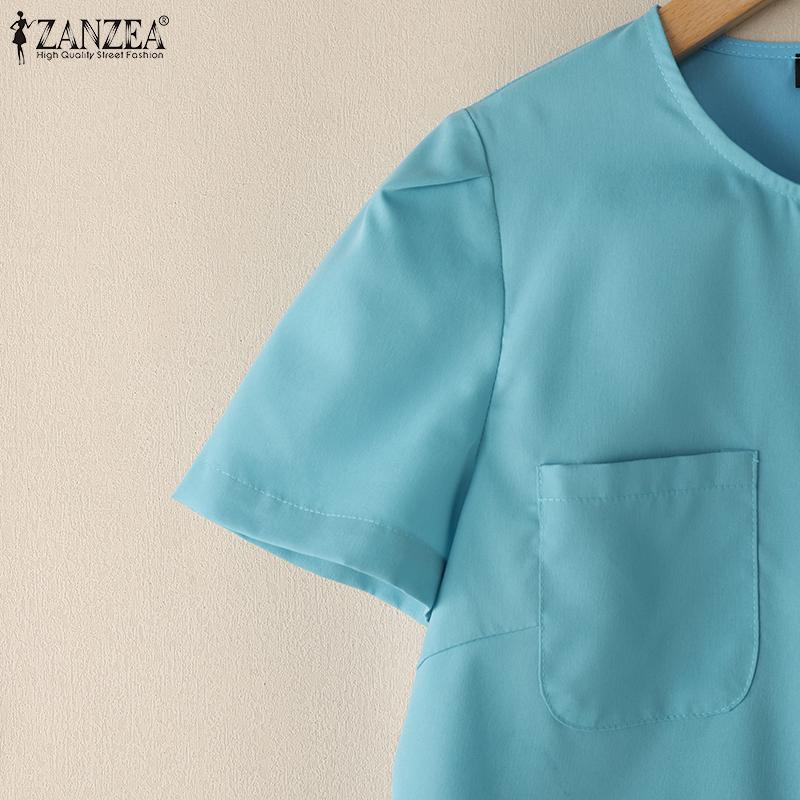 ZANZEA Women Short Sleeve Blouse and A-line Skirts Summer Two Piece Suit Sets