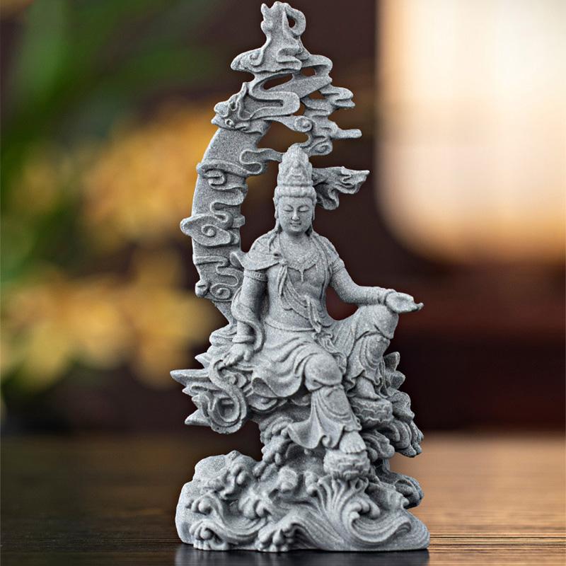 Piaskowiec Tathagata Guanyin rzeźby i figurki Chińskie figury buddyjskie Dekoracja stołu w domu salonie biurze feng shui