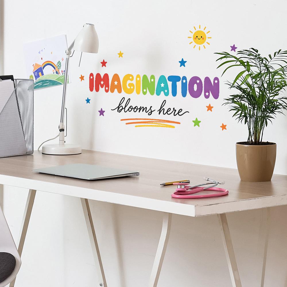 Rainbow Motivational English and Stars Home Background Wall Beautification Stickers
