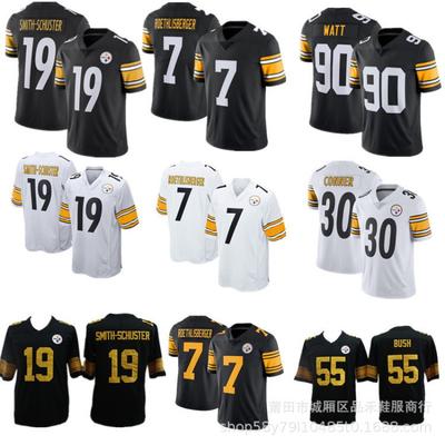 Pittsburgh Steelers NFL Futbalový dres Muži Ženy Bavlna Tímový dres s vyšívaným číslom 19 30 7 Roethlisberger