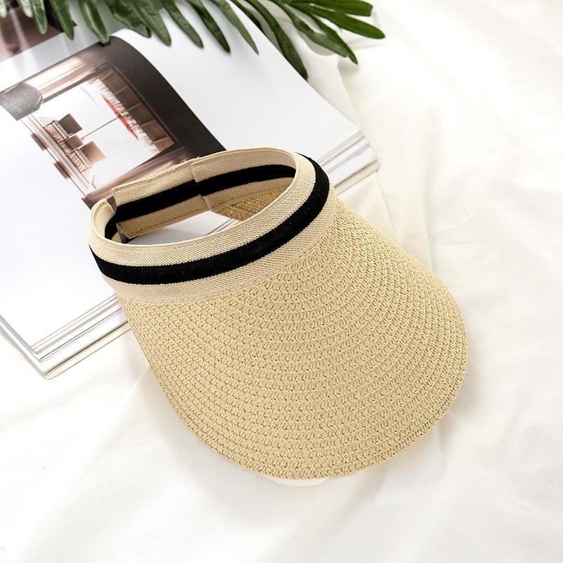 2022 hot sale Summer lady Empty Top Sun Visor Hat Summer straw Wide Brim Sun Caps UV Protection Hat For Men And Women Beach hat