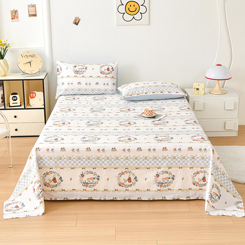 1pc 100% Cotton Flat Bedsheet Cartoon Style Bed Linen Print Bedsheet Skin-friendly Flat Sheets Drap De Lit (No Pillowcase)