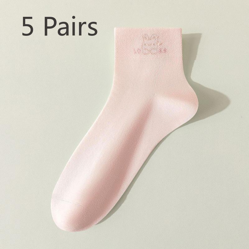 5 Paar Dünne Atmungsaktive Schweißabsorbierende 7A Antibakterielle Geruchshemmende Reine Baumwolle Röhrensocken für Damen, Frühling und Sommer