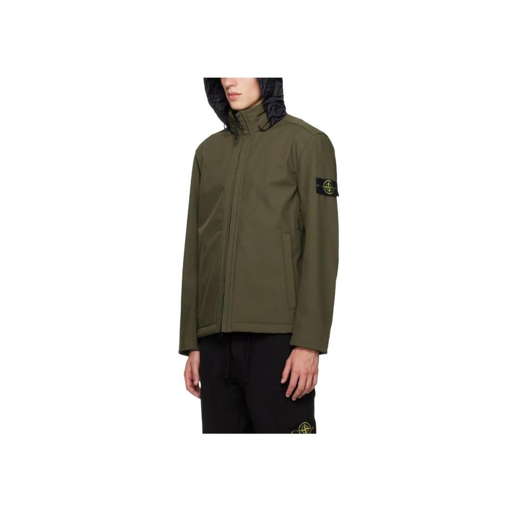 Stone Island Solid Color Stand Collar Straight Zipper Casual Jacket Men Jacket Olive 7915Q0222-V0058