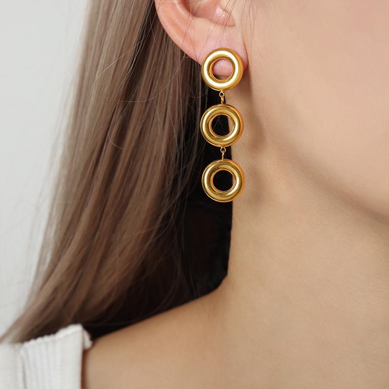 Modern Geometric Gold-Plated Titanium Steel Bracelet & Earring Set