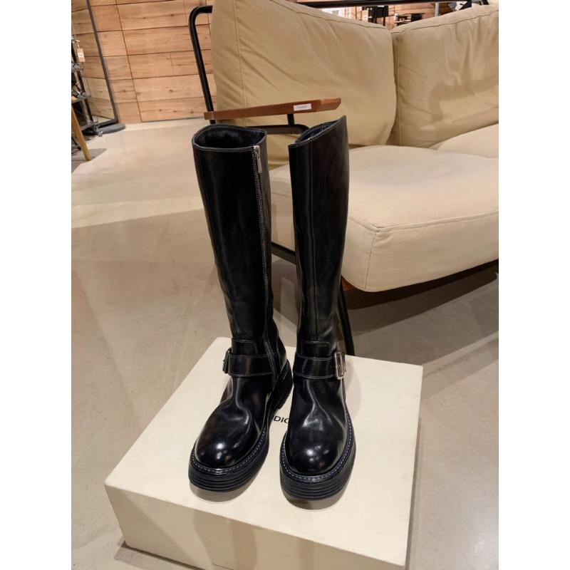 ~ [] Wang Fried Edition~ Washed Shrink Leather Grain Side Zipper Fleece Locomotive Short Boots Women's Martin Boots