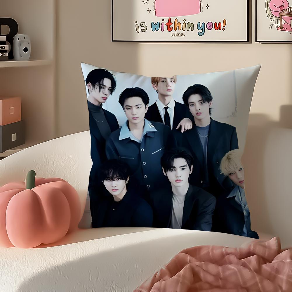 Korean Kpop Boy Group Superstar EENHYPEN Cushion Cover Pillowcase Short Plush Invisible zipper Room Sofa Cushion Cover