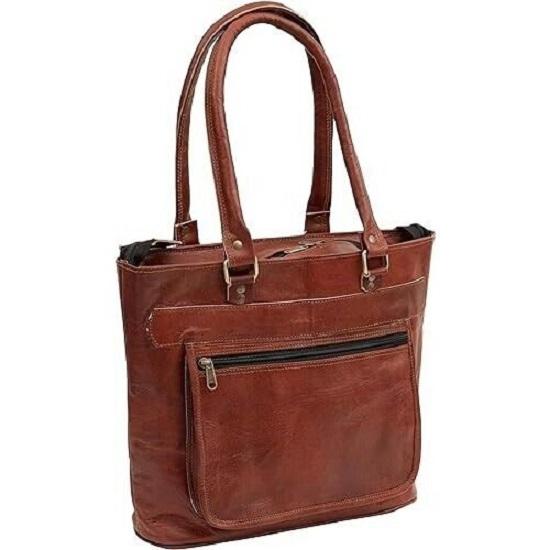 Vintage Genuine Leather Tote Bag Handbag Shopper Purse Shoulder Bags Women