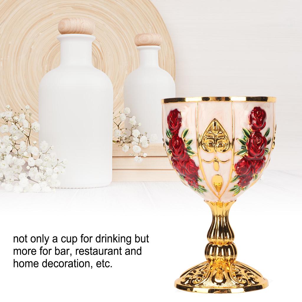 Gold Chalice 4 Inch High Zinc Alloy Retro EmNaBossed Flower Pattern Elegant Pimp Cup for Party Banquet Bar