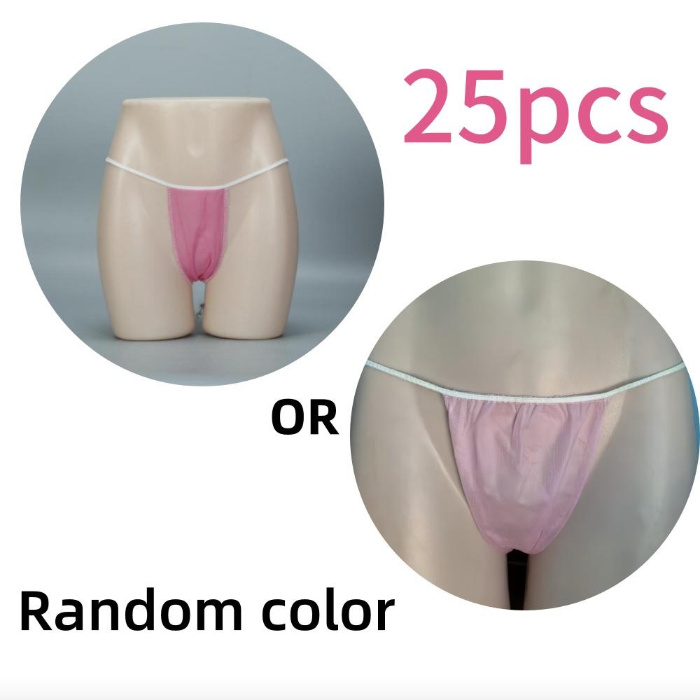 25/50pcs Soft Breathable Disposable Panties for Women - Non-Woven Travel & Spa Underwear, on-the-Go,Dark Pink or Light Pink 25pcs-pink розовый