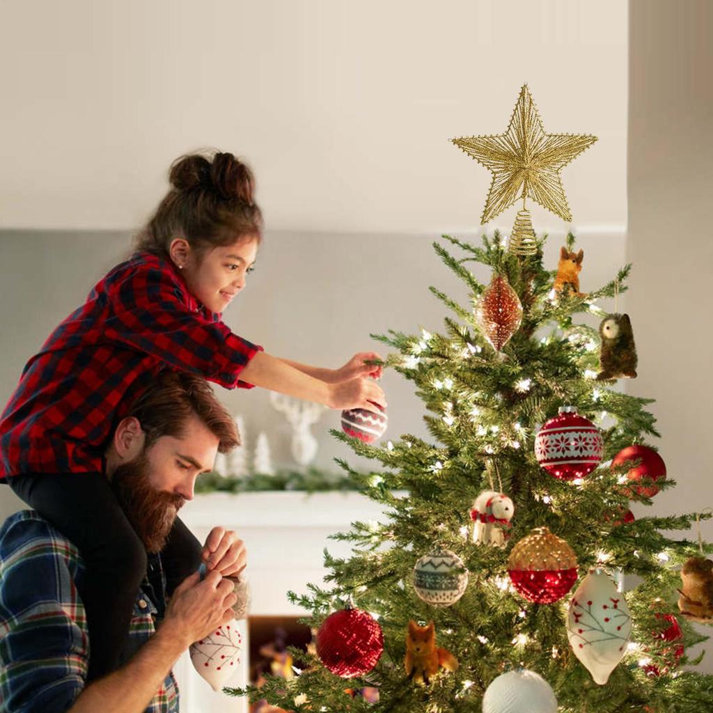 Star Christmas Tree Topper Glitter Ornaments Star Christmas Tree Decoration For Outdoor Indoor Vintage Home Farm