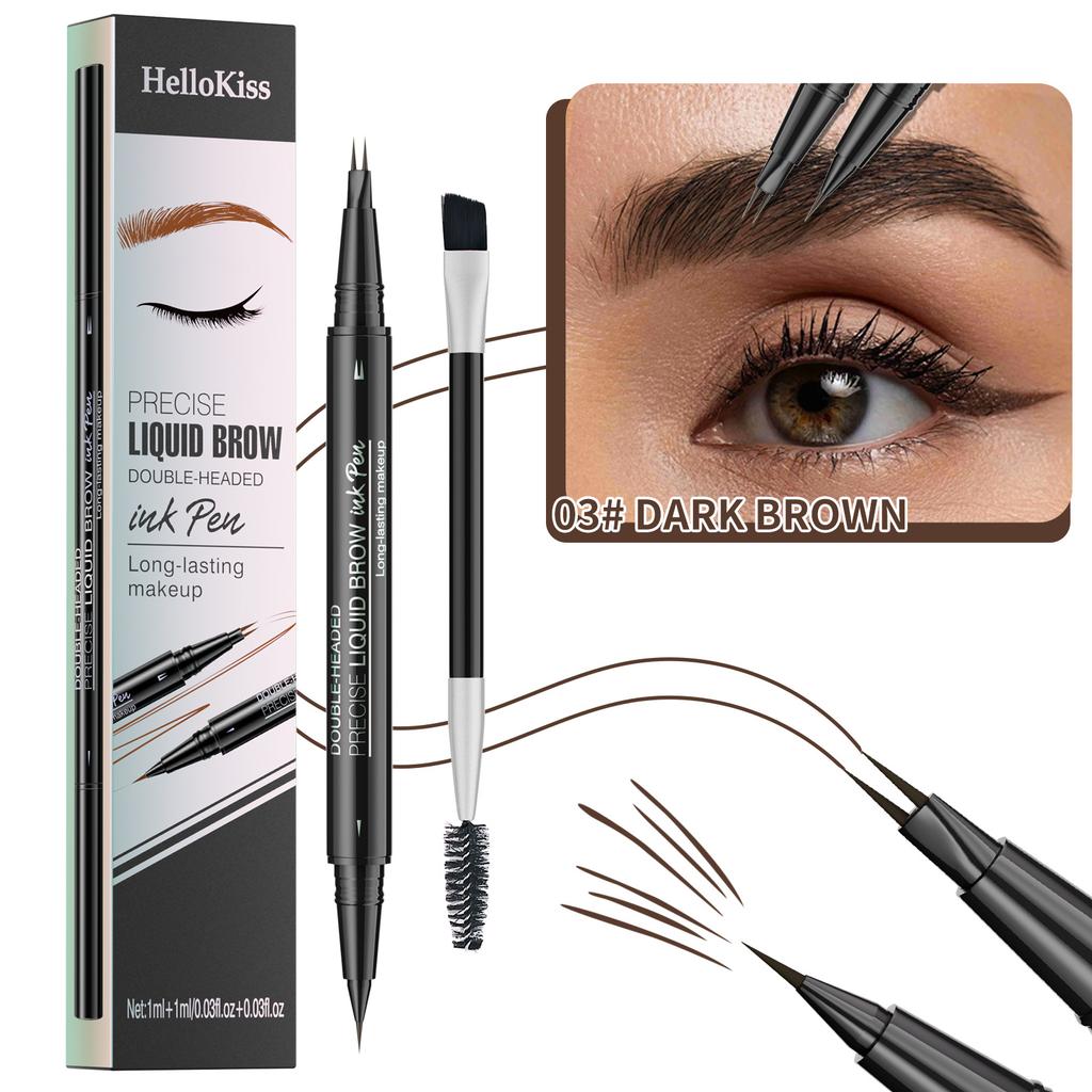 Natural and Smooth Wild Eyebrow Two-headed Eyebrow Pencil, Waterproof, Sweat-proof and Non-smudging Double-headed Eyebrow Pencil