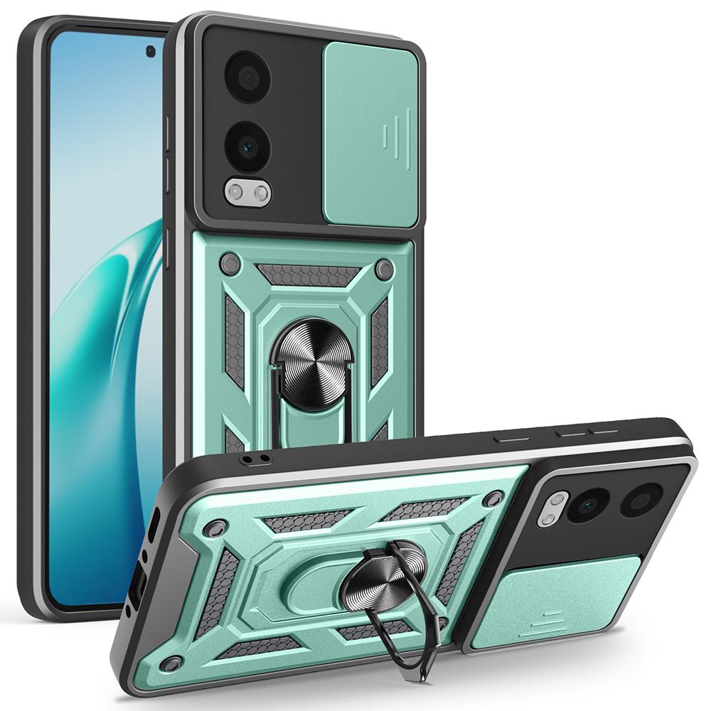 For OnePlus Nord CE4 Lite 5G Case with Slide Camera Lid PC+TPU Kickstand Phone Cover