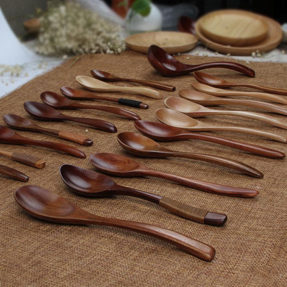 6 Pcs Wooden Coffee Scoop Coffee Bean Spoon Spoon Japanese Style Kitchen Utensil for Soup Honey Ice Wooden Teaspoon Cream