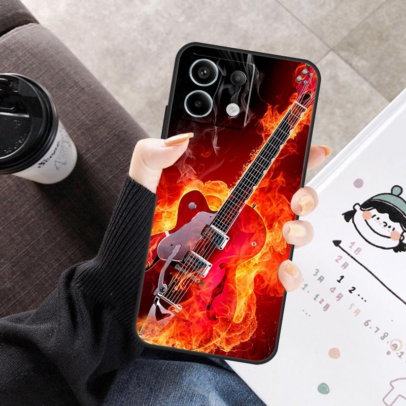 Rock Music Instrument Guitar Cover For Xiaomi Redmi Note 11 10 12 13 14 Pro 11S 12S Case For Redmi 10C 13C 12C 14C 15 C