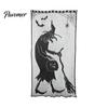 Dark Halloween Decorations Door Curtain, Lace Spider Web Fireplace Cover, Scary Skeleton Witch Sexy Table Cover Bat Print Window Drapes for