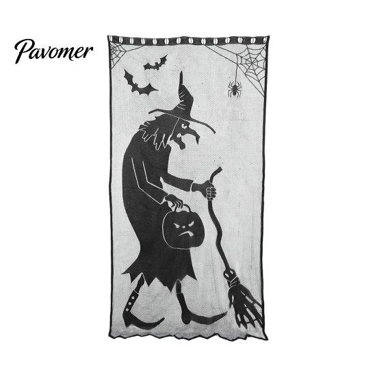 Dark Halloween Decorations Door Curtain, Lace Spider Web Fireplace Cover, Scary Skeleton Witch Sexy Table Cover Bat Print Window Drapes for