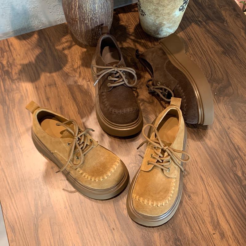 Foam sole leather fashion single shoes autumn new women's shoes design sense niche casual commuting white shoes women