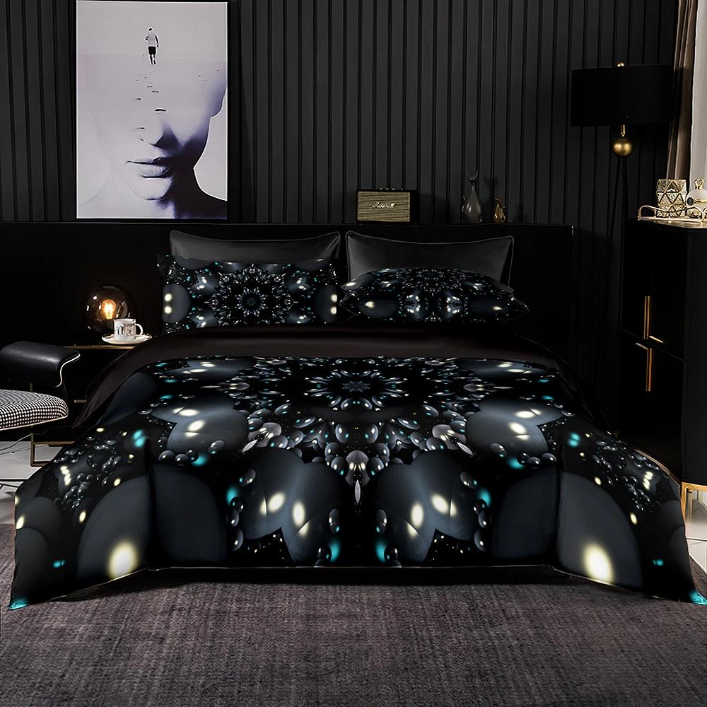 Luksusowy miękki zestaw pościeli Fioletowy wzór taśmy optycznej Poszewka na kołdrę Poszewka na poduszkę Romantyczny zestaw Euro dla King Queen Size