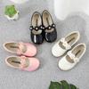 Girls Leather Shoes Floral Kids Flats with Flowers Princess Sweet Soft High Quality Children Dress Shoes for Wedding Party 26-36