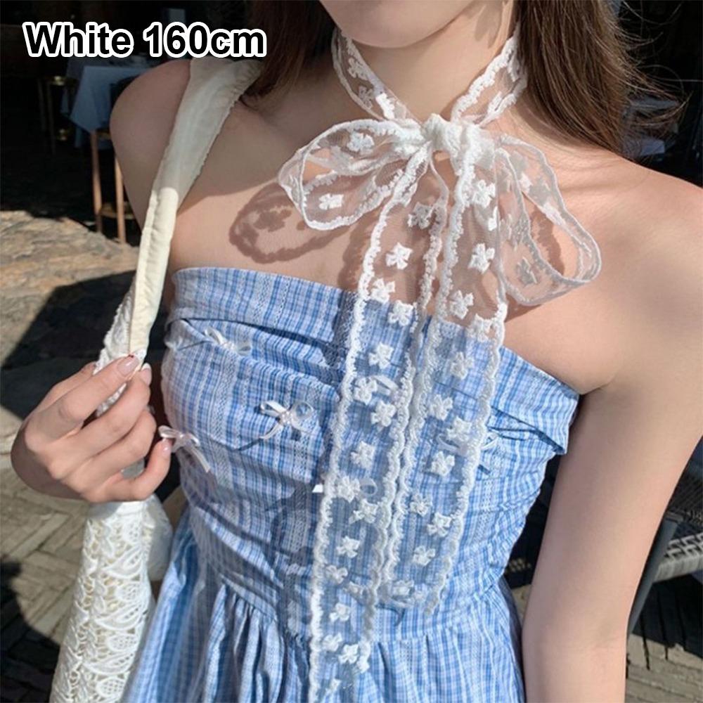 1Pcs Long Ribbon Head Scarf White Bowknot Hairband Kerchief New Hair Scarf  Summer Headwear