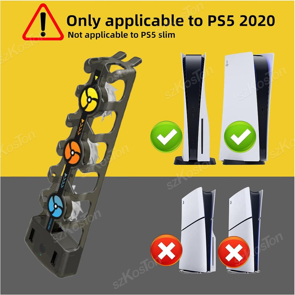 RGB Cooling Fan for PS5 Efficient Cooling System 3-Speed Quiet Cooler Fans for PS5 Console Accessories Disc and Digital Edition